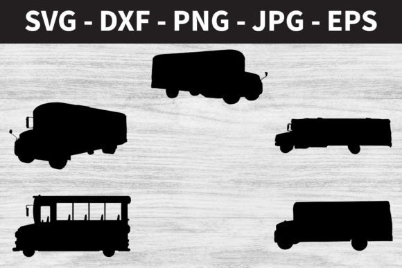 School Bus Silhouettes: Graphics for Crafts & Web